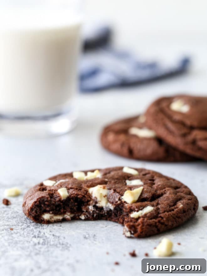 Soft and fudgy chocolate cookies filled with white chocolate chunks are an irresistible treat!
