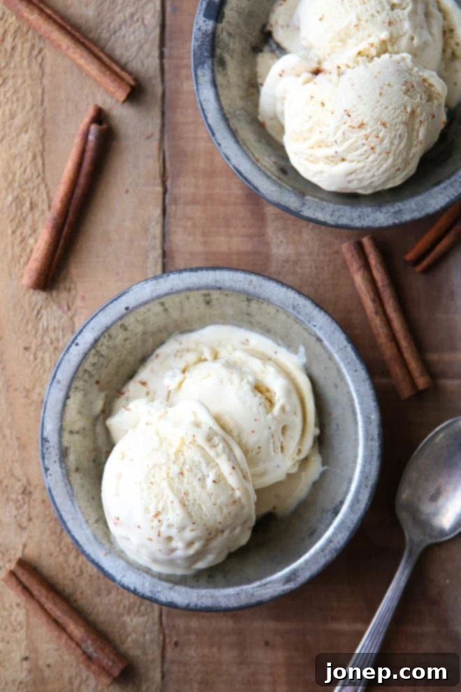 Brown butter cinnamon ice cream is the perfect topping for fall desserts!