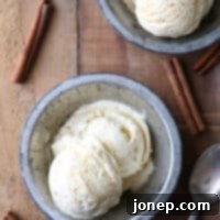 Brown butter cinnamon ice cream is the perfect topping for fall desserts!