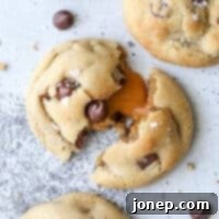 Irresistible Caramel Stuffed Chocolate Chip Cookies with perfect texture