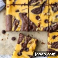 Pumpkin Cheesecake Swirl Brownies 8 pumpkin cheesecake swirl brownies sliced for serving
