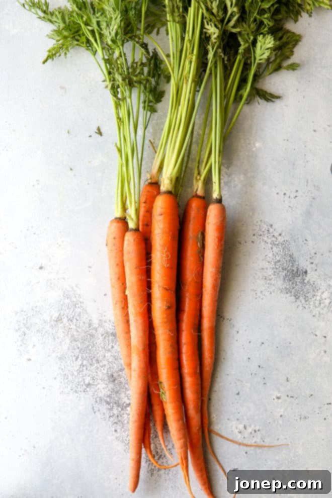 Fresh carrots ready to be glazed with brown sugar and butter.
