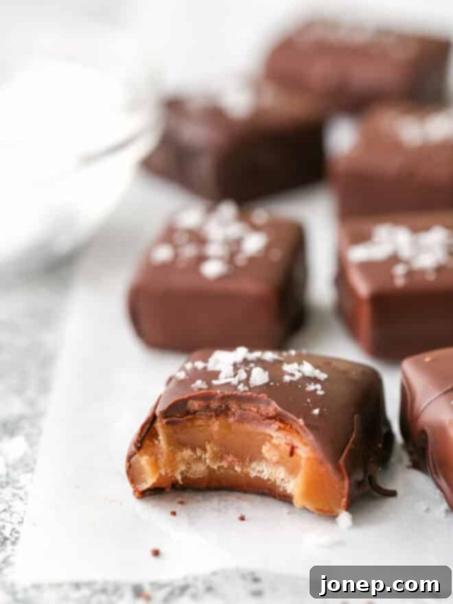 These homemade chewy caramels covered in chocolate and sprinkled with sea salt are a luxurious treat that are surprisingly easy to make!