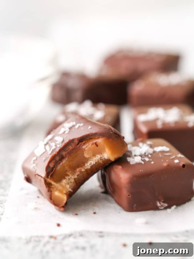 These homemade chewy caramels covered in chocolate and sprinkled with sea salt are a luxurious treat that are surprisingly easy to make!