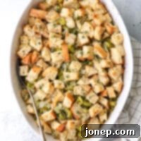 Flavorful Herb Stuffing 6 This easy classic stuffing recipe is made with simple ingredients and only a few minutes of prep work.