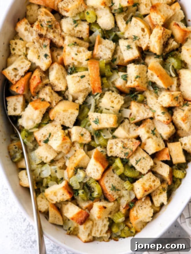 Flavorful Herb Stuffing 5 A serving of classic stuffing with crispy top and soft interior