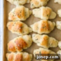 Savory Garlic and Herb Crescents 8 Garlic Herb Crescent Rolls, ready to serve