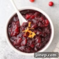 Zesty Spiced Cranberry Relish 6 A beautiful close-up of a serving of citrus spice cranberry sauce in a small dish, ready to enjoy.