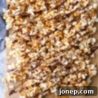 A small image of the finished chocolate caramel corn.