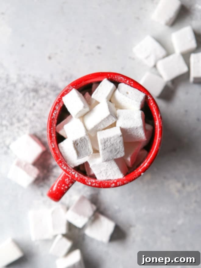 Homemade marshmallow are the perfect topping for hot cocoa