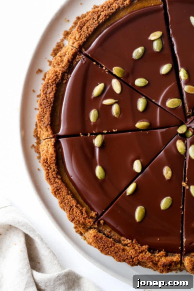 sliced chocolate pumpkin tart