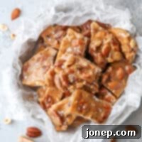 Salted Caramel Nut Snaps 5 Salted Caramel Nut Brittle in a close-up
