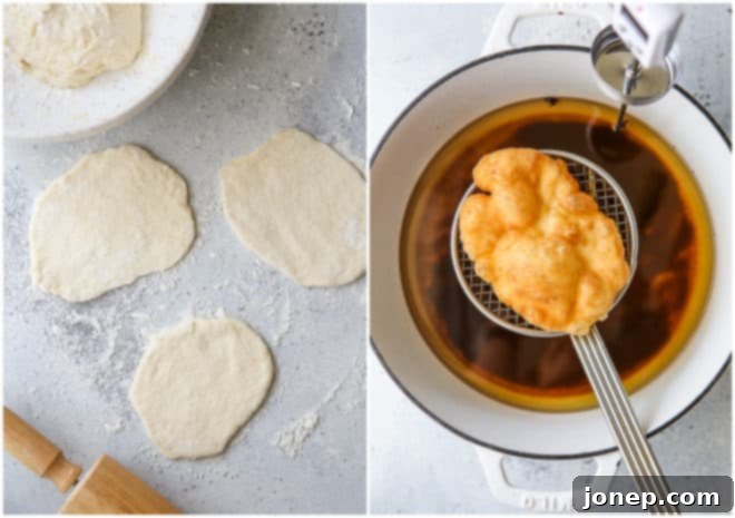 Golden Honey Cinnamon Fry Bread 5 portioning, rolling, and frying fry bread