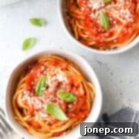 This easy homemade marinara sauce is made with simple staple ingredients like canned tomatoes, onion, garlic, and herbs. Use it with pasta, casseroles and more!