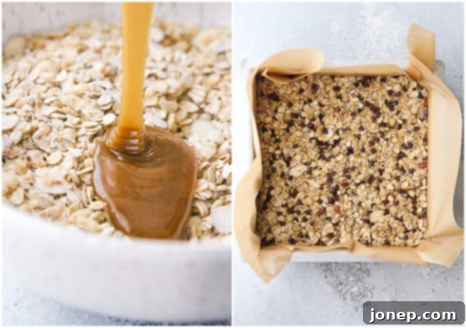 making chewy chocolate chip granola bars