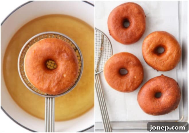 frying yeast-raised doughnuts