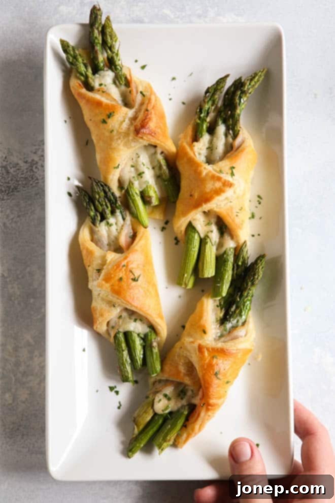 Asparagus pancetta puff pastry bundles make an easy but fancy appetizer!