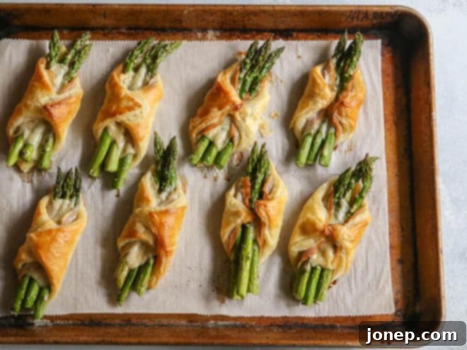 Asparagus pancetta puff pastry bundles make an easy but fancy appetizer!