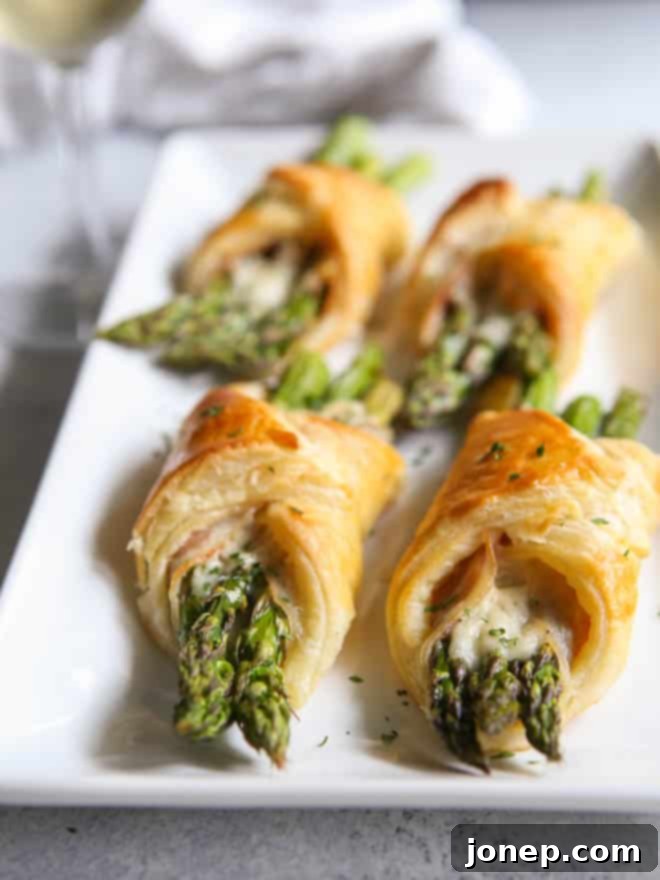 Asparagus pancetta puff pastry bundles make an easy but fancy appetizer!