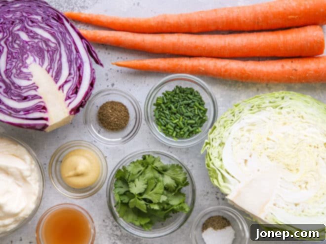 Easy Classic Coleslaw 3 classic coleslaw ingredients