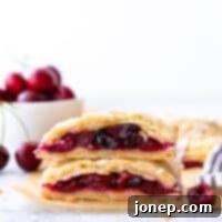 Sweet Cherry Hand Pies 8 cherry hand pies cut in half and stacked