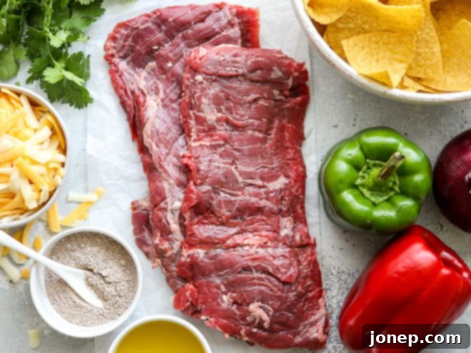 ingredients for steak fajita nachos