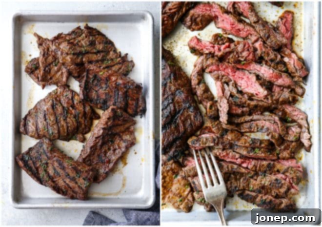 grilled skirt steak sliced