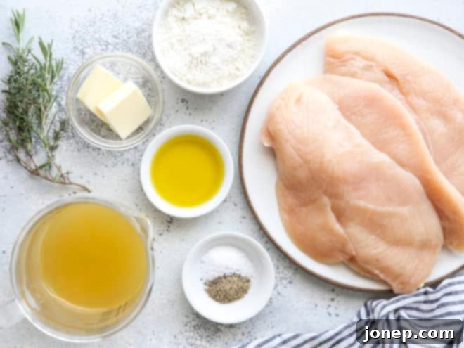 ingredients needed for skillet chicken with herb butter sauce