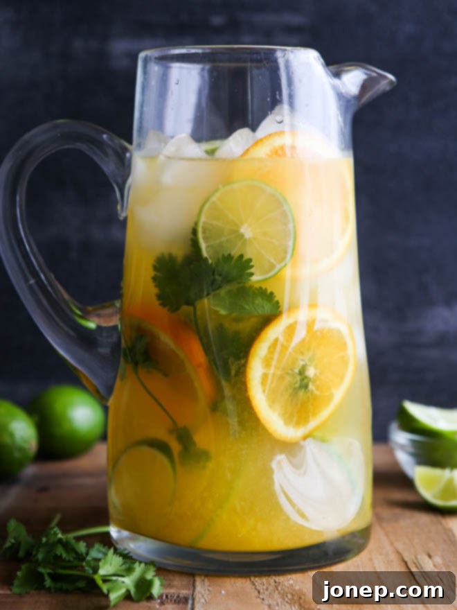 Refreshing Margarita Sangria Cocktail in a Pitcher
