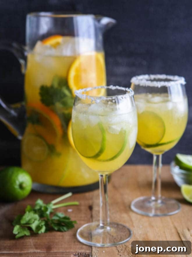 Margarita Sangria in Glasses with Salted Rims