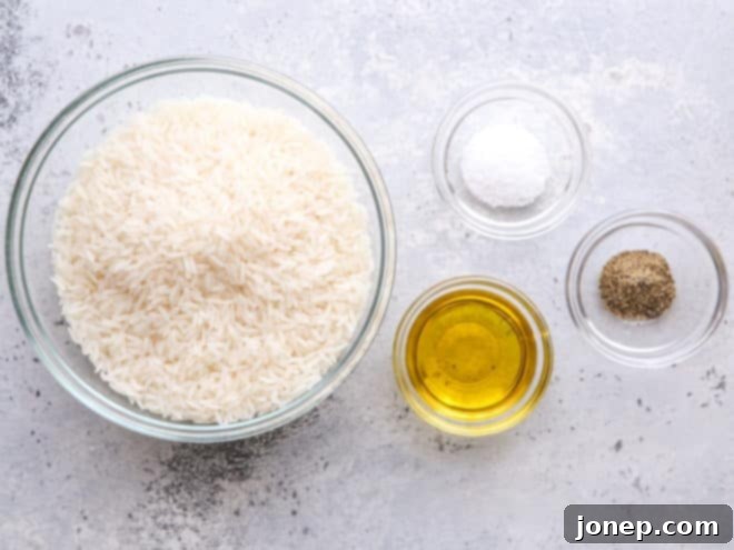 ingredients for perfect steamed rice
