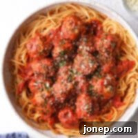 Hearty Spaghetti with Savory Meatballs 9 a big bowl of spaghetti with meatballs