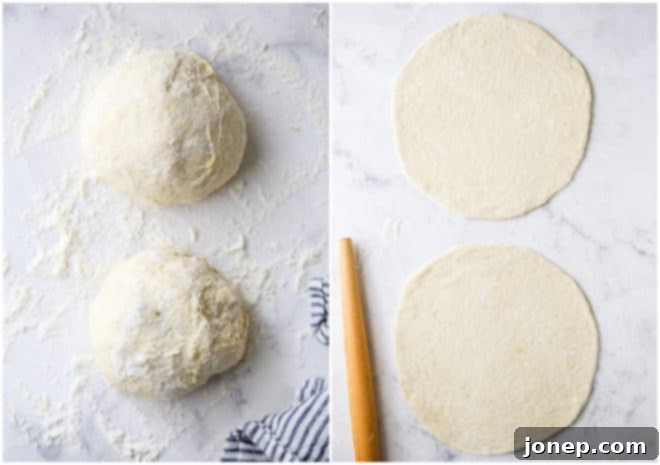 portioned pizza dough and rolled pizza doughs