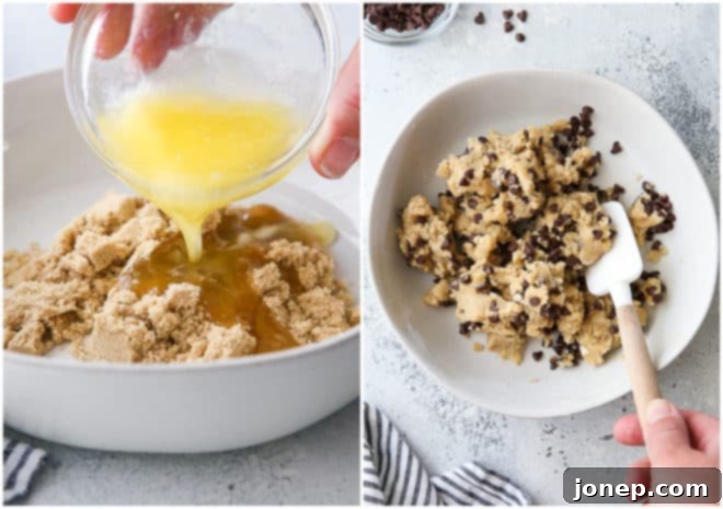 mixing butter and brown sugar, and mixed cookie dough