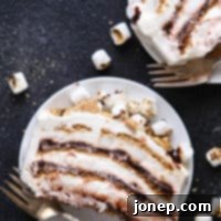 No- campfire required for this S'mores No-Bake Icebox Cake!