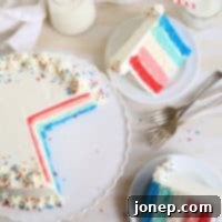 Red, white and blue ombré cake from completelydelicious.com. Perfect for the 4th of July!
