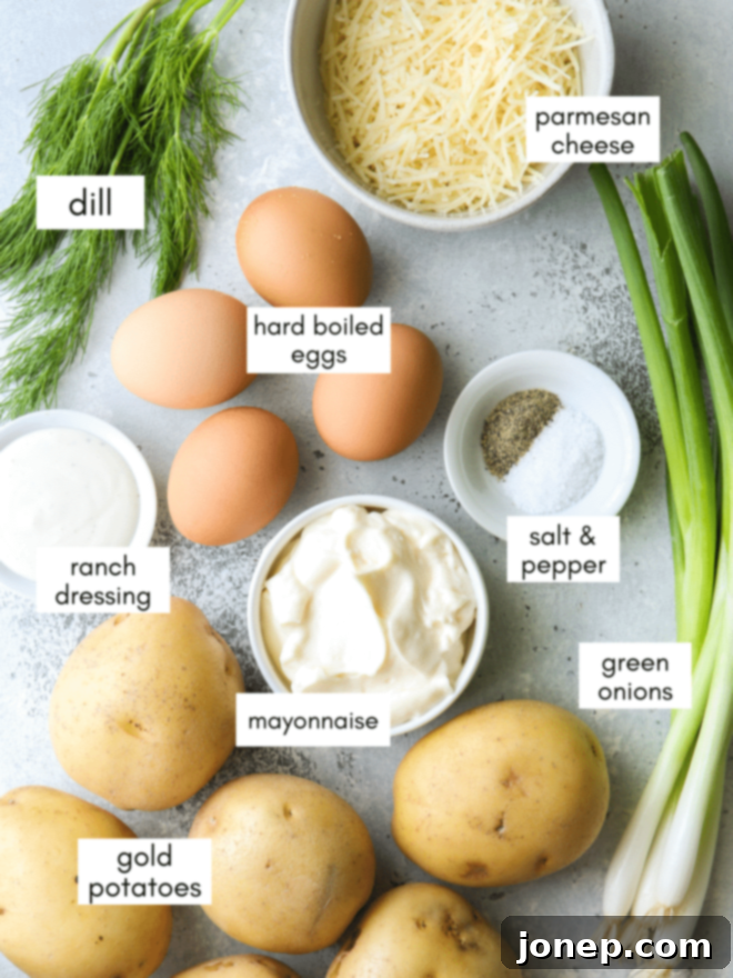 Ingredients you'll need to make the best creamy potato salad
