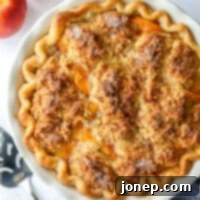 closeup of peach cobbler pie