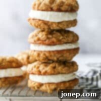 Dreamy Oatmeal Cream Pie Cookies 10 stack of oatmeal cream pie cookies on wire rack