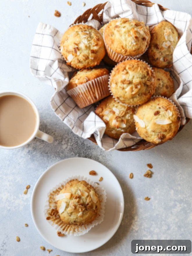 Delicious Banana Crunch Muffins for breakfast or a healthy snack