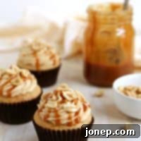 Peanut Butter Caramel Cupcake recipe card image