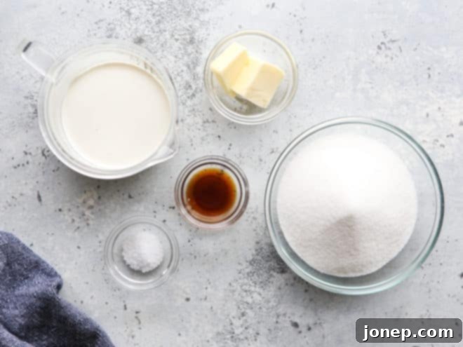 only 5 ingredients needed for homemade caramel!