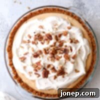 Creamy caramel pudding pie with gingersnap and pecan crust - so decadent and stunning!