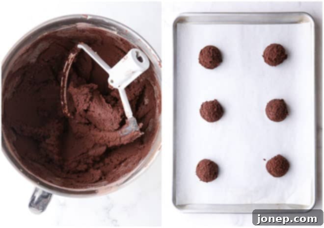 Ultimate Soft and Chewy Chocolate Cookies 4 mixed cookie dough, portioning it into pan