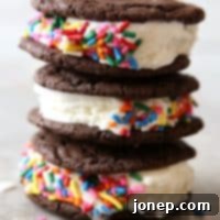 Chocolate Cookie Ice Cream Sandwiches | completelydelicious.com