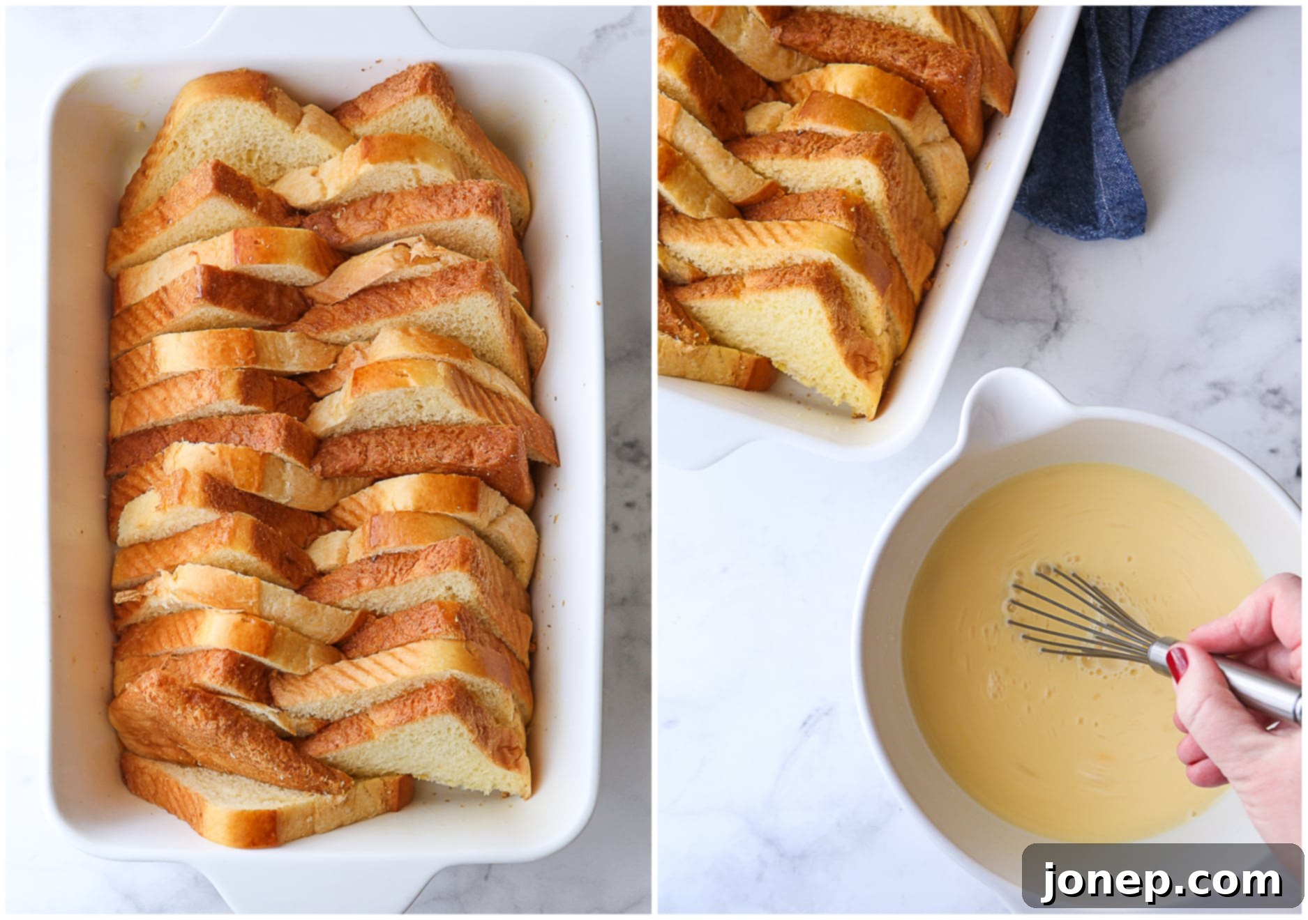 making baked french toast