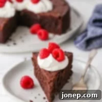 Gluten-Free Chocolate Almond Torte 12 closeup of flourless chocolate almond cake