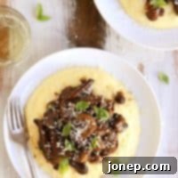 Savory Mushroom Ragu with Velvety Cheesy Polenta 2 Mushroom Ragu with Cheesy Polenta | completelydelicious.com
