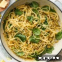 lemon pistachio pasta ready in pan