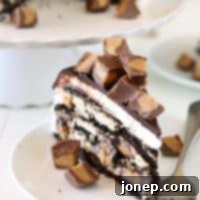 Reeses Indulgent Chocolate Peanut Butter Icebox Delight 2 Reese's Chocolate Peanut Butter Icebox Cake | completelydelicious.com